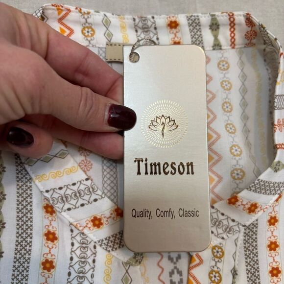 Brand new with Tags Timeson Brand V Neck Sleeveless Blouse Boho Print Small - Picture 10 of 12
